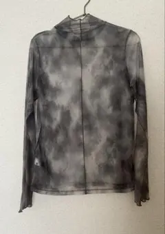 GU シアープリントハイネックT〔長袖〕Q 05GRAY Sサイズ