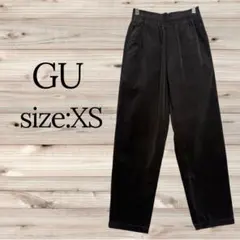 GU 【XS】 コーデュロイシェフパンツ・ブラック・ジーユー