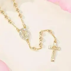 クロスゴールドペンダント ロザリオ風ネックレス ロザリオネックレス ◇