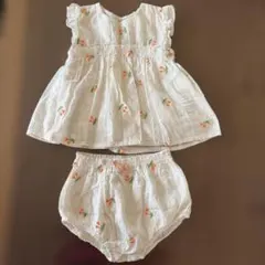 Petit main ベビー　さくらんぼ刺繍　上下セット（80cm）