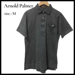美品✨アーノルドパーマー ボーダー ポロシャツ M 黒 ブラック レナウン製