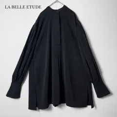 LA BELLE ETUDE バックプリーツシャツワンピース ブラック 黒のサムネイル
