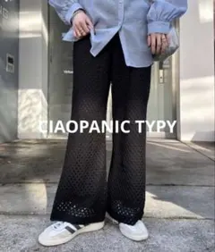 CIAOPANIC TYPY チャオパニック　レース編みニットワイドパンツ【F】