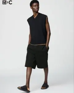 ユニクロC スウェットワイドショーツ　ブラック Sサイズ