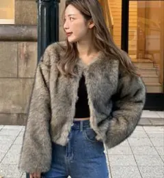 GRL ミックスエコファーショート丈ジャケット［kd102］