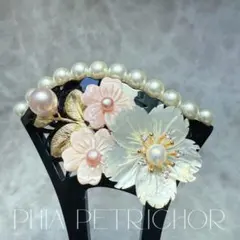 髪飾り 桜 かんざし バチ型 螺鈿 真珠母貝 パール W2504162簪