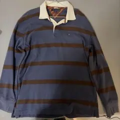 TOMMY HILFIGER ラガーシャツ XL ネイビー/ブラウン