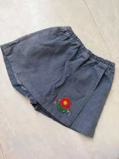ミキハウス グレー 花刺繍 ハーフパンツ　110 スカート