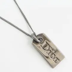Dior ディオール ネックレス ロゴ プレート ガンメタ ヴィンテージ