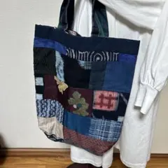 ハンドメイド和風パッチワーク手提げバッグ
