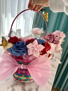 ハンドメイドフラワー、カラフルな花