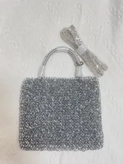 アンテプリマ風 ビーズ ワイヤーバッグ　ショルダーバッグ　新品未使用 シルバー