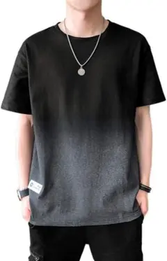 Tシャツ メンズ 半袖 夏服 綿 グラデーション カットソー カジュアル M
