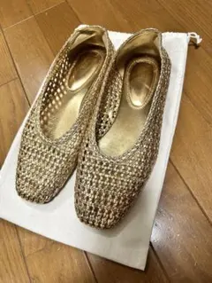 ZARA♪メタリック♪編み込みバレリーナフラットシューズ♪お安く♪のサムネイル