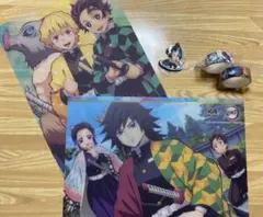 鬼滅の刃　くら寿司 下敷　マスキングテープ　伊之助キーホルダー　計5点