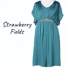 STRAWBERRY-FILDS【美品】ビジュー ベルト サテン 膝丈 ドレス