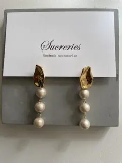 ハンドメイド コットンパール　イヤリング