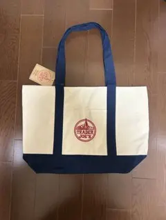 TRADER JOE'S トートバッグ アイボリー/ネイビー 大容量 新品