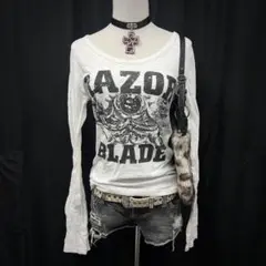 平成ギャル　y2k グランジ　ロンT 長袖　英字　ダークコア　PUNK ピチT