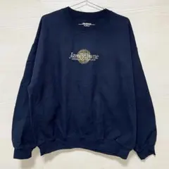 GILDAN ギルダン トレーナー XL スウェット 刺繍 古着 紺 ネイビー