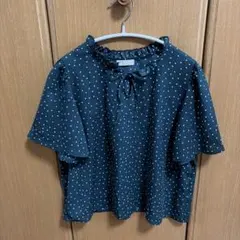 earth ドットブラウス 半袖
