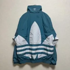 【商品名】 adidas ナイロンジャケット ビッグトレフォイル　緑青