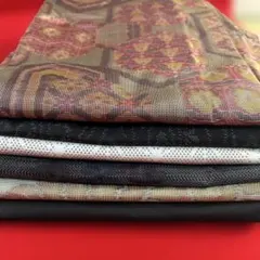 【まとめ売り】紬6枚セット　リメイク用　着用　(大島紬含) 8E-035のサムネイル
