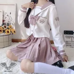 セーラー服 コスプレ ピンク 上下セット 学園服 制服コスプレ