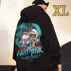 パーカー メンズ　 ビッグシルエット 韓国風 ストリート　裏起毛　2L クマ