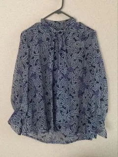 TOUJOURS トゥジュー ボタニカル フラワープリント 総柄シャツ ブルー 
