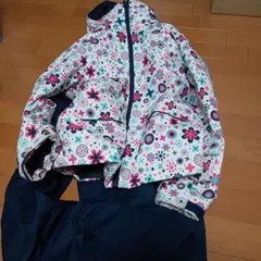 子ども用 防水スキーウェア 花柄