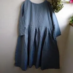 【新品】ネストローブ✤リネンタックワンピース（サックス）