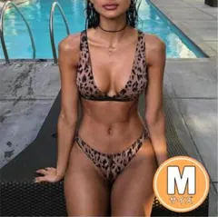 水着 ビキニ ヒョウ柄 インポート水着 くすみ ピンク 084m