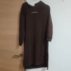 ブラウン　裏起毛ワンピース