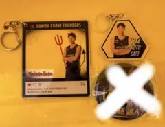 群馬クレインサンダーズ 14 佐藤誠人 選手 缶バッチ HWキーホルダー 目印