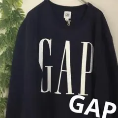 ✨大人気✨　GAP ネイビー でかロゴトレーナー　S 裏起毛　00s