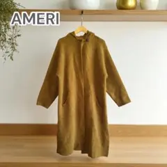 15400□AMERI アンゴラ フード付 ロングコート ブラウンbc11ytのサムネイル