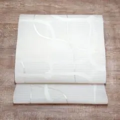 夏八寸　夏名古屋帯　白銀　斜枠　全通　お仕立て込み