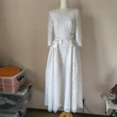 オーダー品 ホワイトレースウェディングドレス S〜M相当