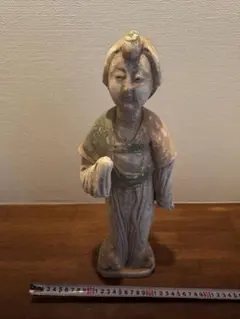 中国美術 漢時代婦人俑 発掘 「漢女」仏頭 オブジェ 加彩女子俑