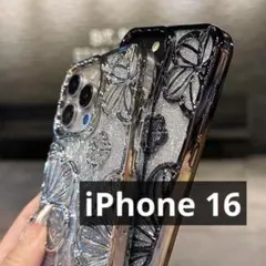 iPhone 16 スマホケース 可愛い おしゃれ 韓国 透明 きらきら 花柄