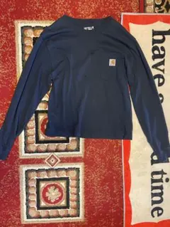 Carhartt ネイビー 長袖Tシャツ ポケット付き