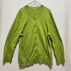 ジェイクルー 無地 カーディガン Vネック 長袖 XL 黄緑 コットン 重ね着のサムネイル