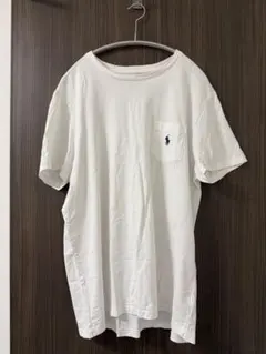 ラルフローレンTシャツホワイト　胸元ポッケ付き　L