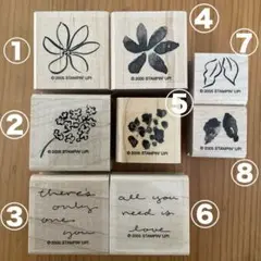 STAMPIN' UP! ラバースタンプ 8個 セット 花 英文 メッセージ