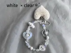 スマホストラップ　ハンドストラップ　ビーズストラップ　ホワイト　Y2K 韓国