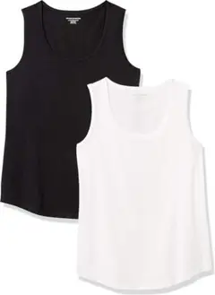 ✨2枚セット✨タンクトップ レディース 100% コットン ノースリーブ 黒 L