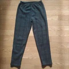 グリーン系 チェック柄 裏起毛パンツ
