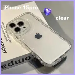新品 iPhone 15 pro クリア ケース カバー かわいい ウェーブ a