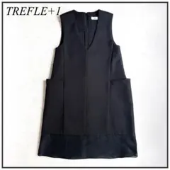【美品】TREFLE+1♡トレフルプラスワン ノースリーブワンピース ポケット黒のサムネイル